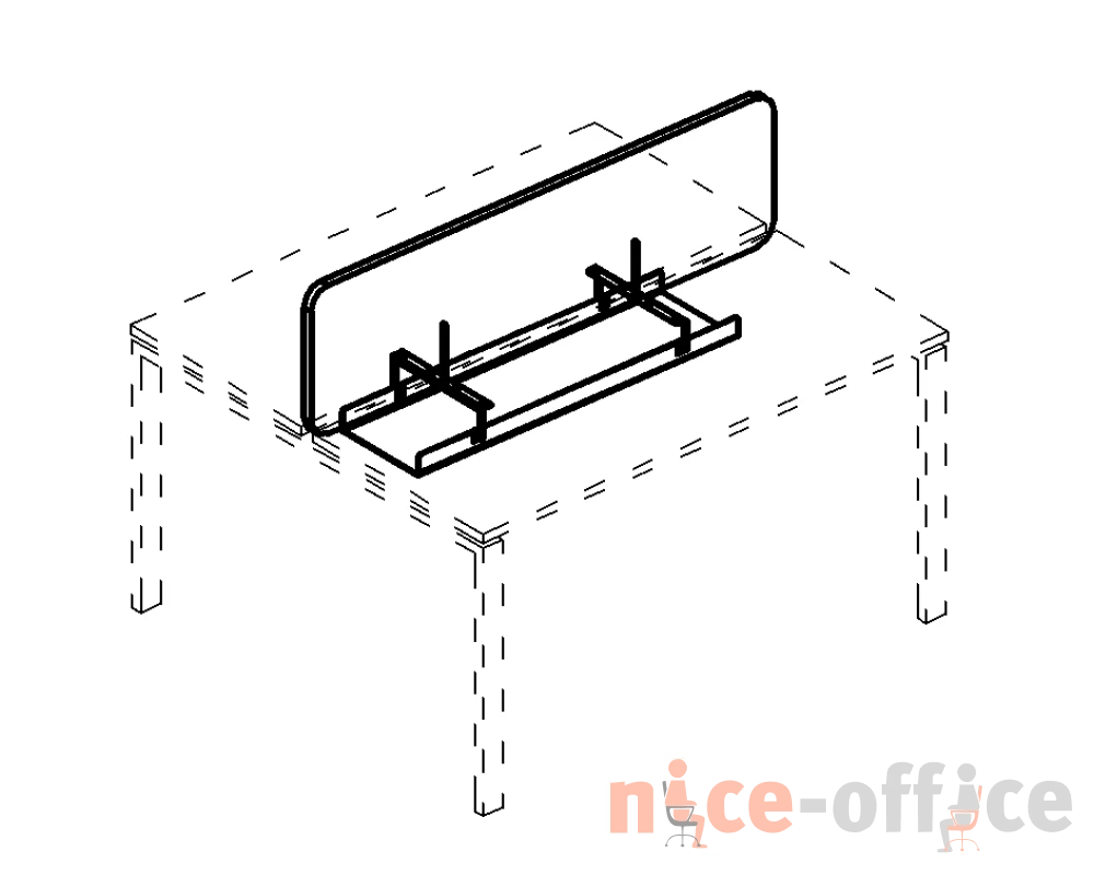 Экран настольный тканевый с кабель-каналом для стола 120 A4.PRO