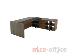Стол руководителя с модулем полуглянцевый/лакированный, кожа, правый 2340х2265х750 Freeport images