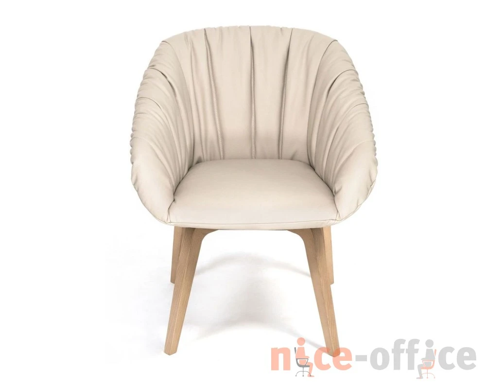 Кресло Alma Wood Soft Натуральная кожа, Бежевый