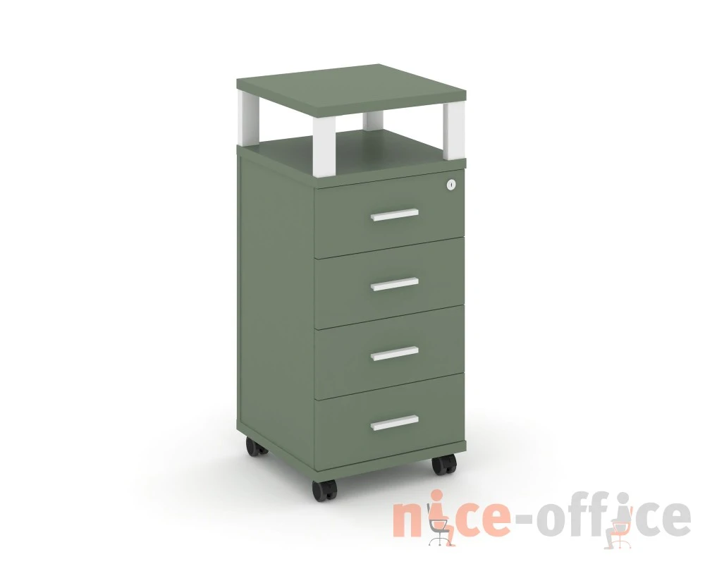 Тумба мобильная 4 ящ. с надставкой CN.TUM-006 W 420x420x949 Концепт / Concept