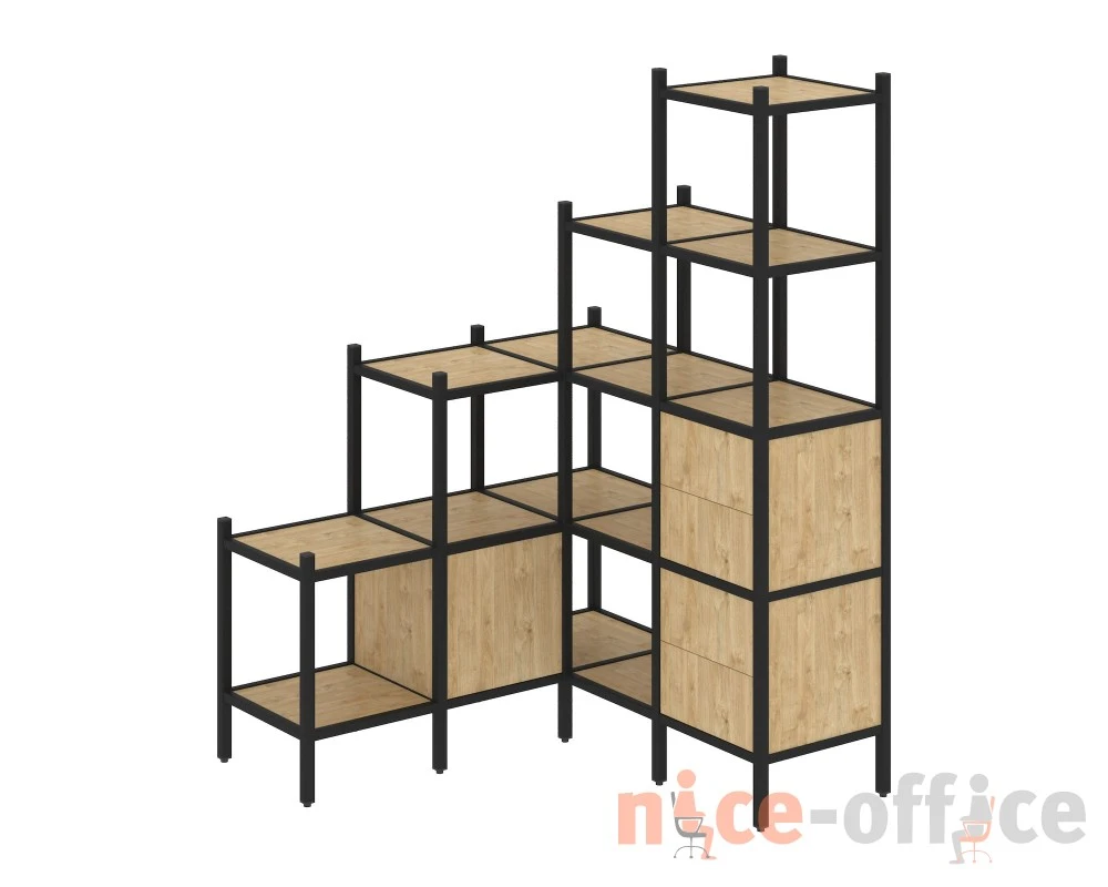 Угловой внутренний стеллаж L-40 1278x1278x1869 Лофт / Loft