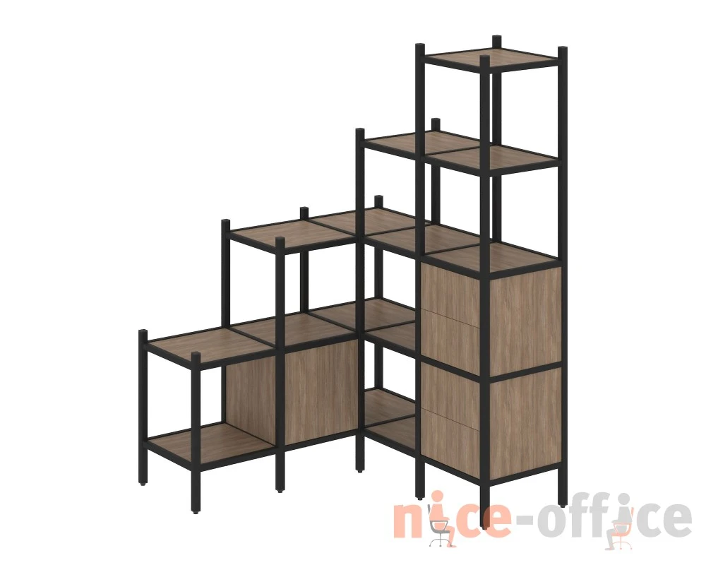 Угловой внутренний стеллаж L-40 1278x1278x1869 Лофт / Loft