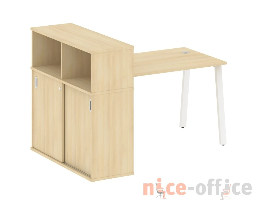 Стол письменный на А-образном м/к с опорным шкафом-купе 161x112x109,8 Метал Систем / Metal System