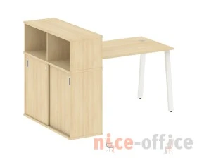 Стол письменный на А-образном м/к с опорным шкафом-купе 161x112x109,8 Метал Систем / Metal System images