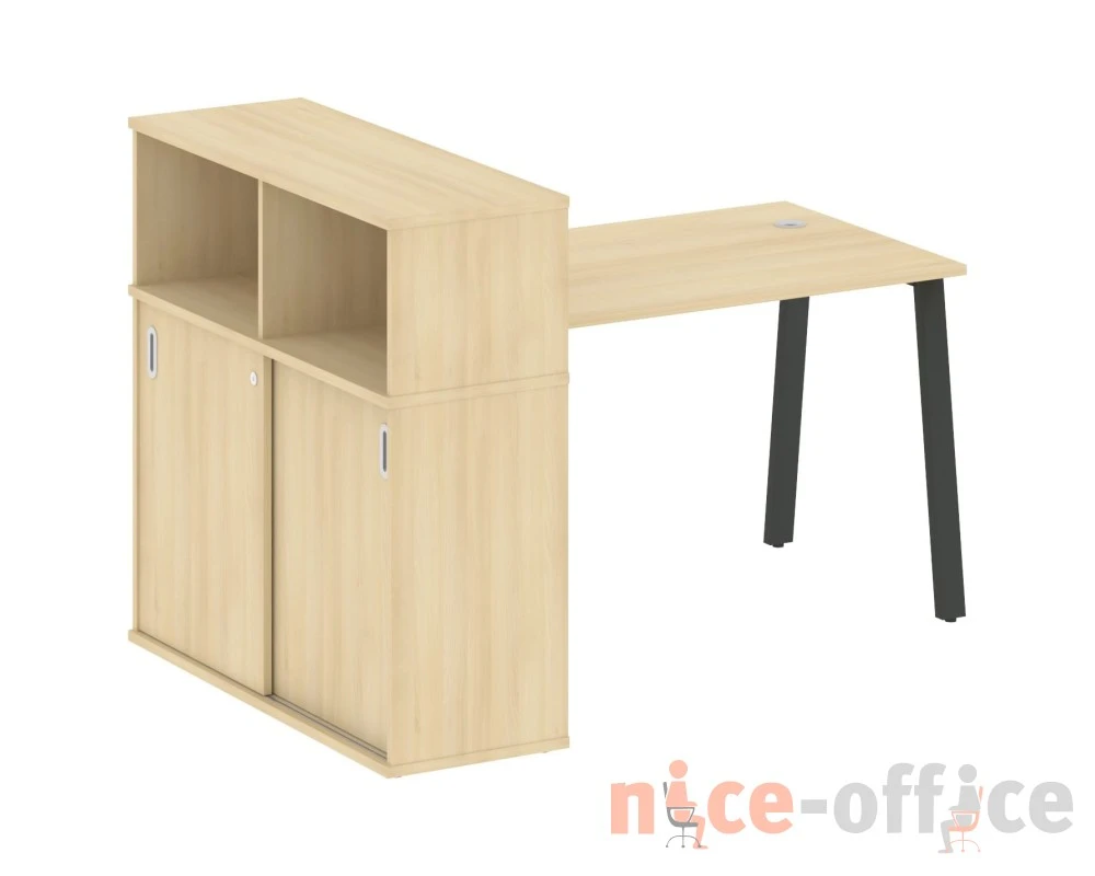 Стол письменный на А-образном м/к с опорным шкафом-купе 161x112x109,8 Метал Систем / Metal System