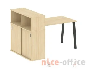 Стол письменный на А-образном м/к с опорным шкафом-купе 161x112x109,8 Метал Систем / Metal System images