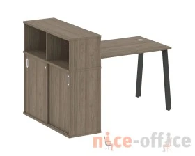 Стол письменный на А-образном м/к с опорным шкафом-купе 161x112x109,8 Метал Систем / Metal System images