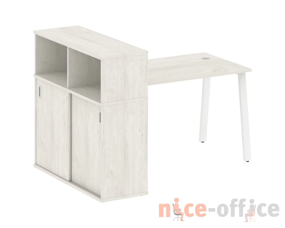 Стол письменный на А-образном м/к с опорным шкафом-купе 161x112x109,8 Метал Систем / Metal System