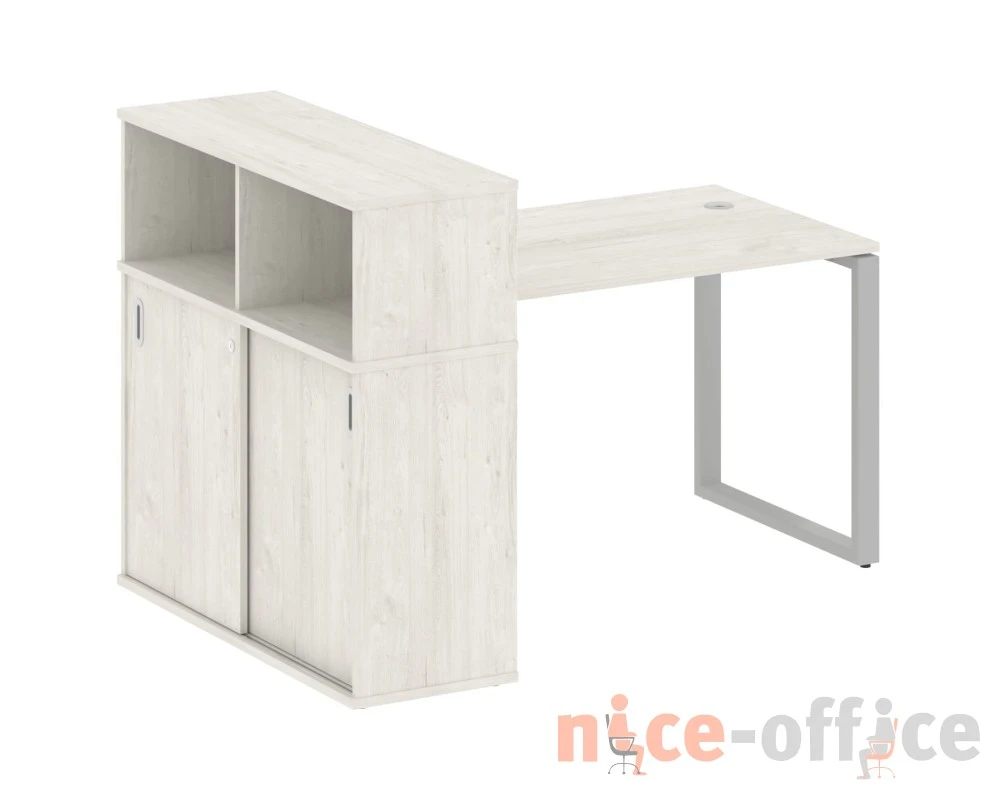 Стол письменный на О-образном м/к с опорным шкафом-купе 161x112x109,8 Метал Систем / Metal System