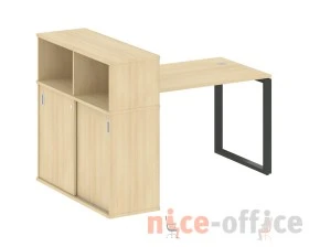Стол письменный на О-образном м/к с опорным шкафом-купе 161x112x109,8 Метал Систем / Metal System images