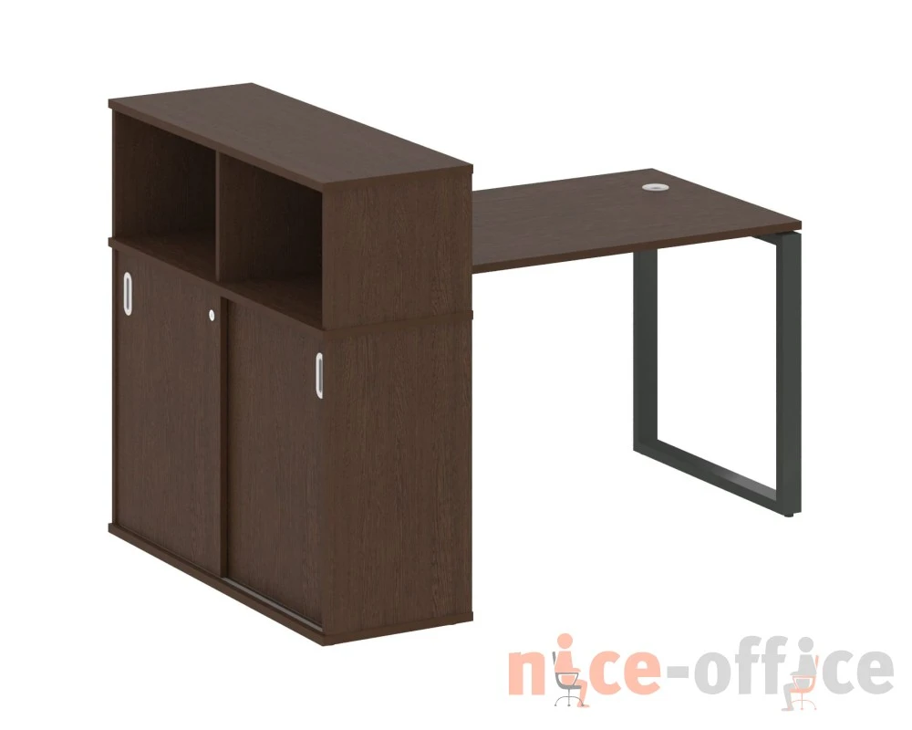 Стол письменный на О-образном м/к с опорным шкафом-купе 161x112x109,8 Метал Систем / Metal System