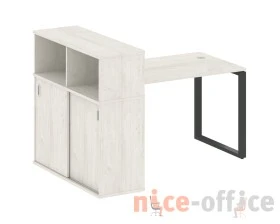 Стол письменный на О-образном м/к с опорным шкафом-купе 161x112x109,8 Метал Систем / Metal System images