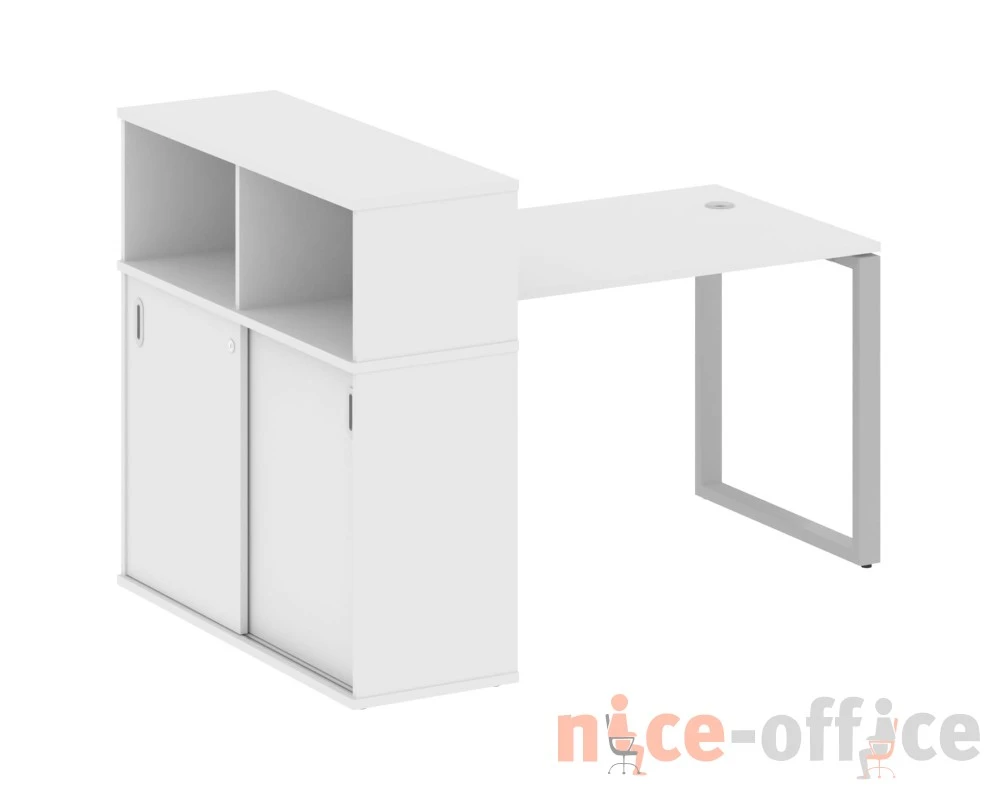 Стол письменный на О-образном м/к с опорным шкафом-купе 161x112x109,8 Метал Систем / Metal System