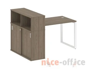 Стол письменный на О-образном м/к с опорным шкафом-купе 161x112x109,8 Метал Систем / Metal System images
