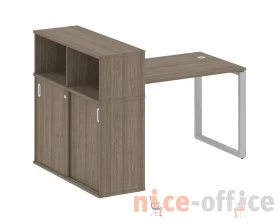 Стол письменный на О-образном м/к с опорным шкафом-купе 161x112x109,8 Метал Систем / Metal System images