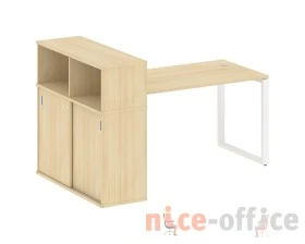 Стол письменный на О-образном м/к с опорным шкафом-купе 181x112x109,8 Метал Систем / Metal System images