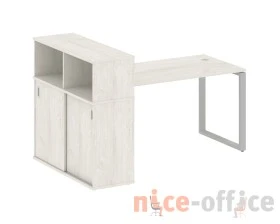 Стол письменный на О-образном м/к с опорным шкафом-купе 181x112x109,8 Метал Систем / Metal System images