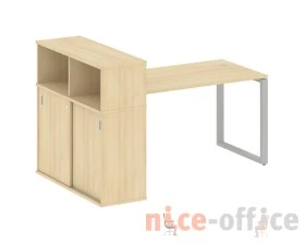 Стол письменный на О-образном м/к с опорным шкафом-купе 181x112x109,8 Метал Систем / Metal System images