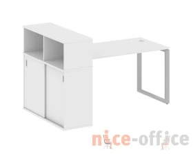 Стол письменный на О-образном м/к с опорным шкафом-купе 181x112x109,8 Метал Систем / Metal System images