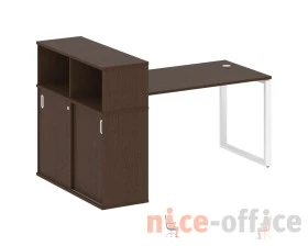 Стол письменный на О-образном м/к с опорным шкафом-купе 181x112x109,8 Метал Систем / Metal System images