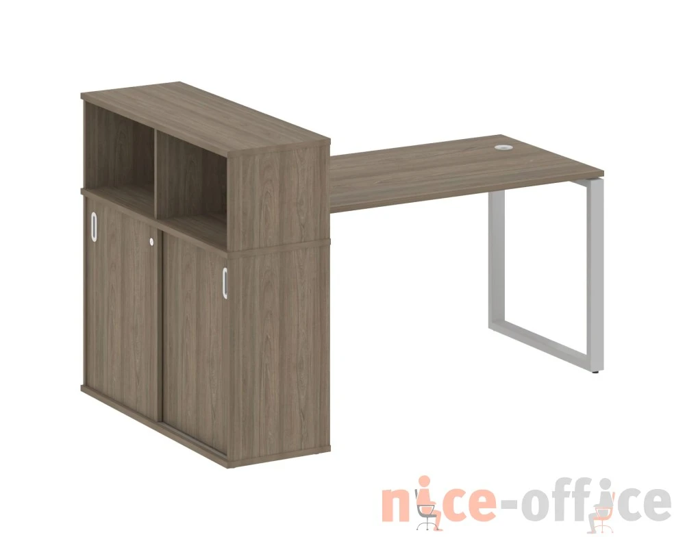 Стол письменный на О-образном м/к с опорным шкафом-купе 181x112x109,8 Метал Систем / Metal System