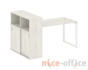 Стол письменный на О-образном м/к с опорным шкафом-купе 181x112x109,8 Метал Систем / Metal System images