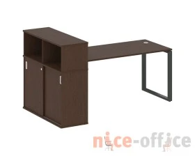 Стол письменный на О-образном м/к с опорным шкафом-купе 201x112x109,8 Метал Систем / Metal System images