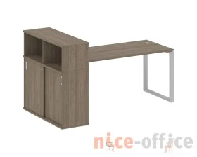 Стол письменный на О-образном м/к с опорным шкафом-купе 201x112x109,8 Метал Систем / Metal System images