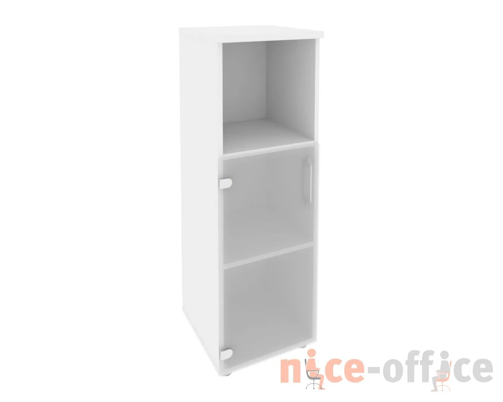 Шкаф средний узкий левый (1 низкий фасад стекло) 400x420x1207 Оникс / Onix