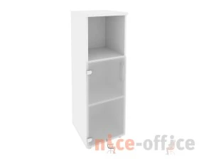 Шкаф средний узкий левый (1 низкий фасад стекло) 400x420x1207 Оникс / Onix images