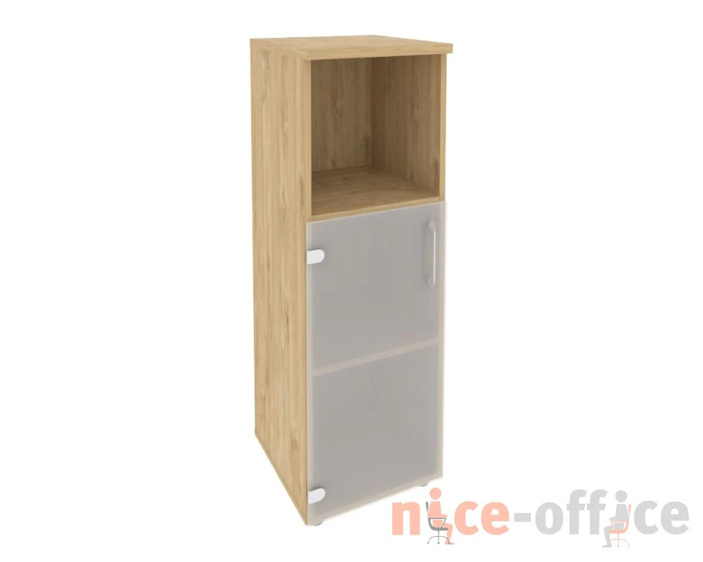 Шкаф средний узкий левый (1 низкий фасад стекло) 400x420x1207 Оникс / Onix