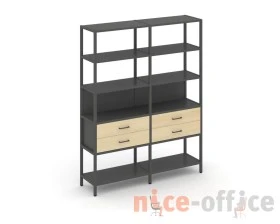 Двухсекционный стеллаж пятиярусный с ящиками 1590х400х1980 Шелф Систем / Shelf System images