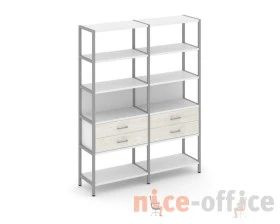Двухсекционный стеллаж пятиярусный с ящиками 1590х400х1980 Шелф Систем / Shelf System images