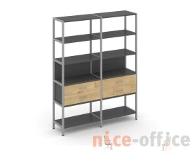 Двухсекционный стеллаж пятиярусный с ящиками 1590х400х1980 Шелф Систем / Shelf System images