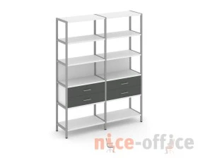 Двухсекционный стеллаж пятиярусный с ящиками 1590х400х1980 Шелф Систем / Shelf System images
