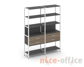 Двухсекционный стеллаж пятиярусный с ящиками 1590х400х1980 Шелф Систем / Shelf System images