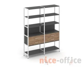 Двухсекционный стеллаж пятиярусный с ящиками 1590х400х1980 Шелф Систем / Shelf System images