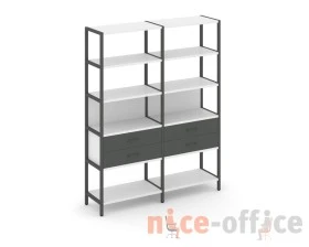 Двухсекционный стеллаж пятиярусный с ящиками 1590х400х1980 Шелф Систем / Shelf System images