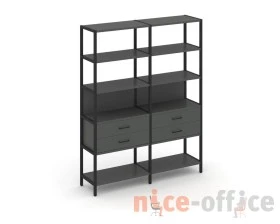 Двухсекционный стеллаж пятиярусный с ящиками 1590х400х1980 Шелф Систем / Shelf System images
