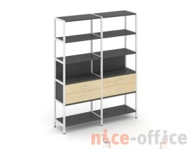 Двухсекционный стеллаж пятиярусный с ящиками 1590х400х1980 Шелф Систем / Shelf System images