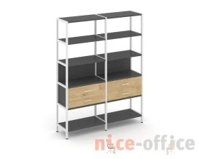 Двухсекционный стеллаж пятиярусный с ящиками 1590х400х1980 Шелф Систем / Shelf System images