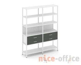 Двухсекционный стеллаж пятиярусный с ящиками 1590х400х1980 Шелф Систем / Shelf System images
