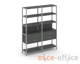 Двухсекционный стеллаж пятиярусный с ящиками 1590х400х1980 Шелф Систем / Shelf System images