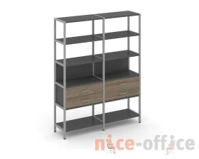 Двухсекционный стеллаж пятиярусный с ящиками 1590х400х1980 Шелф Систем / Shelf System images