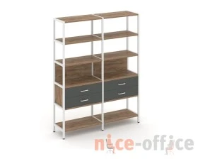 Двухсекционный стеллаж пятиярусный с ящиками 1590х400х1980 Шелф Систем / Shelf System images