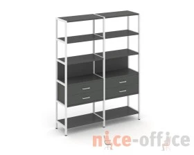 Двухсекционный стеллаж пятиярусный с ящиками 1590х400х1980 Шелф Систем / Shelf System images