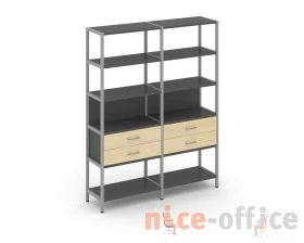 Двухсекционный стеллаж пятиярусный с ящиками 1590х400х1980 Шелф Систем / Shelf System images