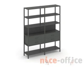 Двухсекционный стеллаж пятиярусный с ящиками 1590х400х1980 Шелф Систем / Shelf System images