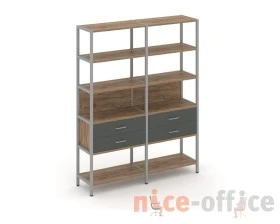 Двухсекционный стеллаж пятиярусный с ящиками 1590х400х1980 Шелф Систем / Shelf System images