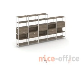 Пятисекционный стеллаж пятиярусный с ящиками 3930х400х1980 Шелф Систем / Shelf System images